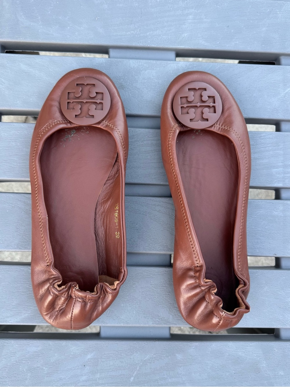 Tory Burch Women’s Brown Leather Minnie Travel Ballet Flats! Size 39 (8.5/9). - Picture 2 of 12